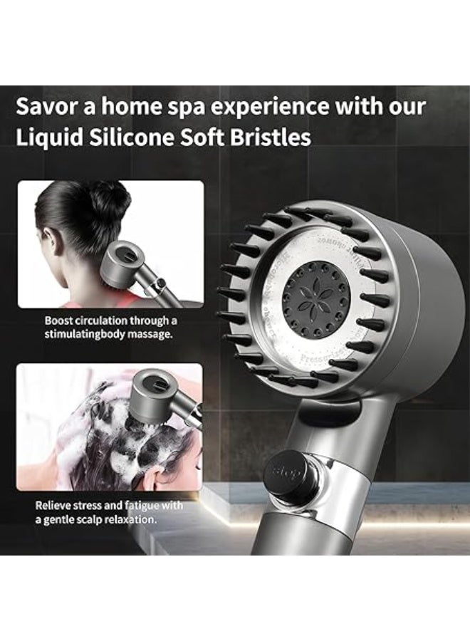 High Pressure Filtered Shower Head - 2-in-1 Handheld, Pause Button, Multiple Spray Modes, Multi-Stage Filtration Beads for Hard Water, Water-Saving - Image 4